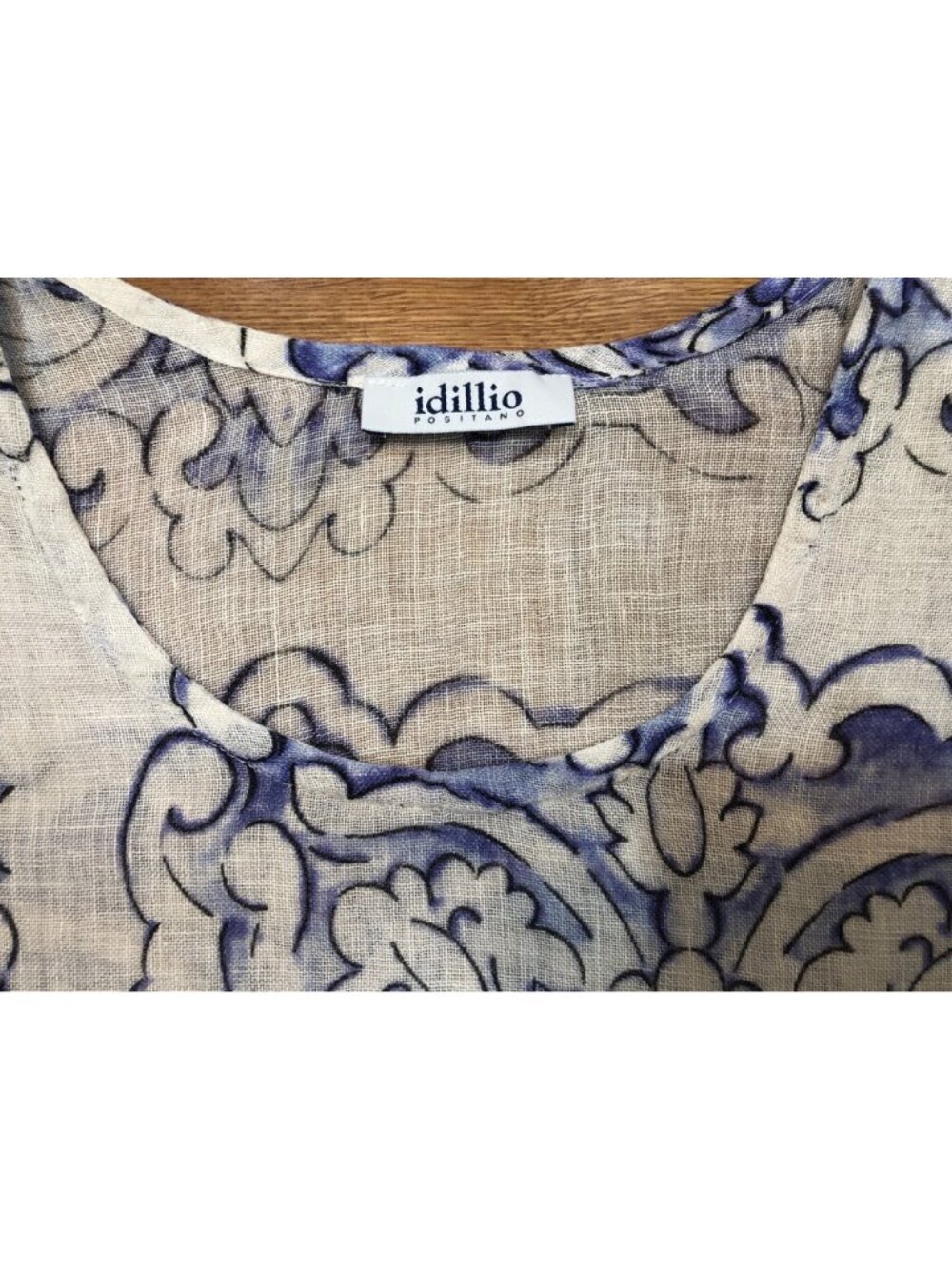 idillio Positano 100% Linen Purple & White Floral Scoop Neck Pullover Size S - Picture 7 of 11